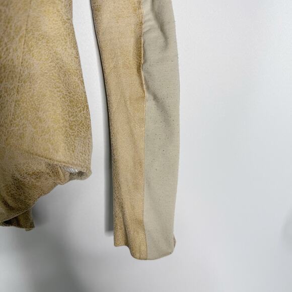 Georgie XSmall Cream Metallic Faux Leather Moto Jacket Foldover Collar Bikercore - Picture 7 of 10